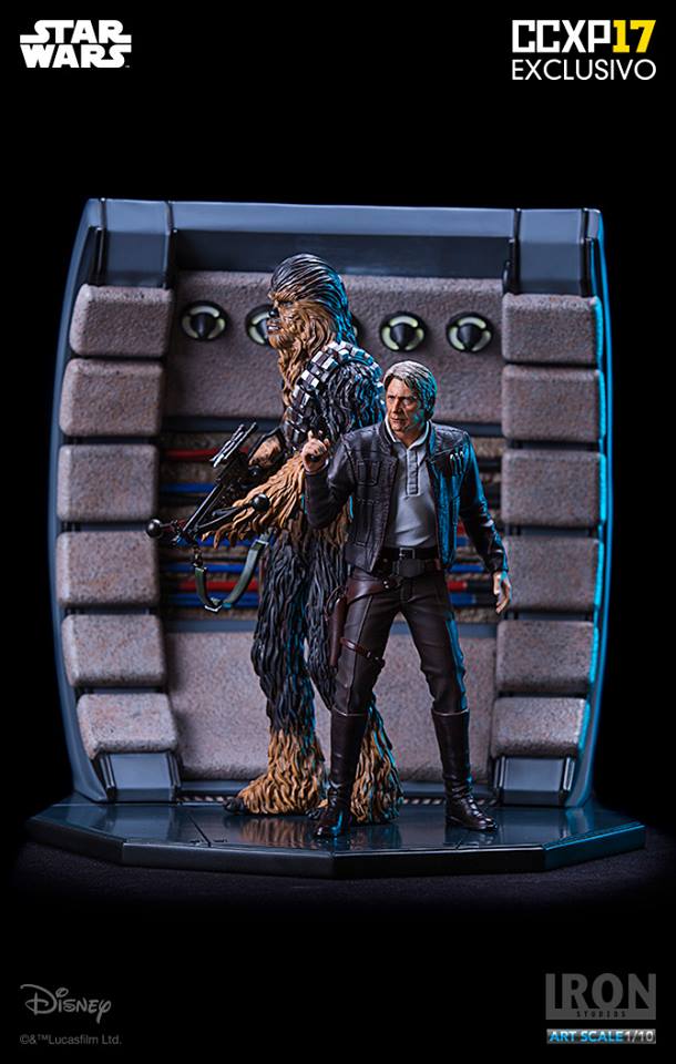 Iron studios Han Solo &amp; Chewbacca Deluxe Art Scale 1 10 - Star Wars 01