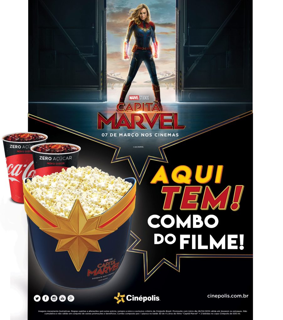 Combo Capitã Marvel na Cinépolis