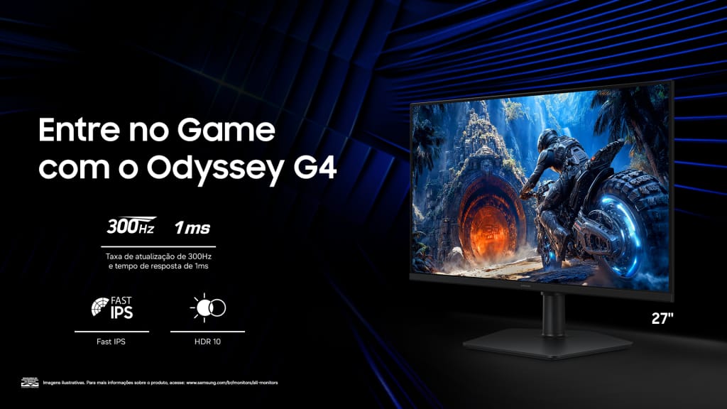 Samsung Odyssey G4 chega ao Brasil com 300 Hz e recursos para gamers competitivos