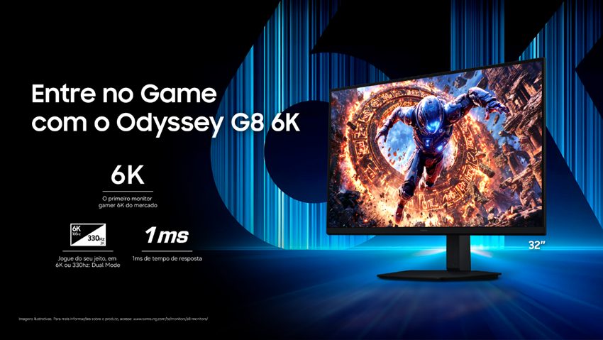 Samsung Odyssey G8 6K combina resolução de 6K e até 330 Hz para diferentes tipos de jogos